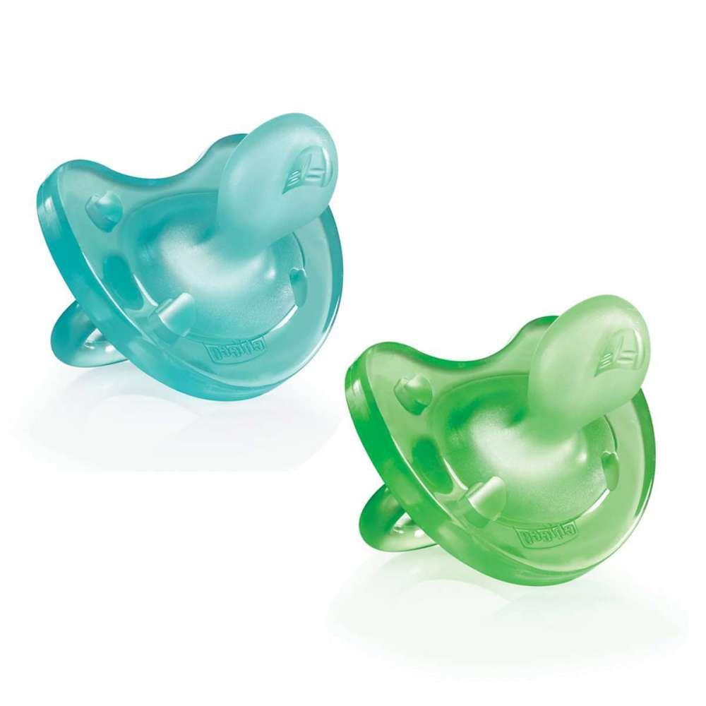 Chicco 2 Chupeta Soft Silicone Azul 6-16m