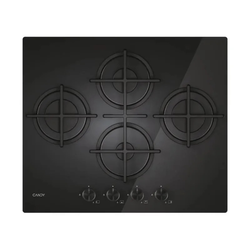 Placa a Gás Candy CVG6DTB | 4 queimadores, Ferro Fundido, Vidro Preto