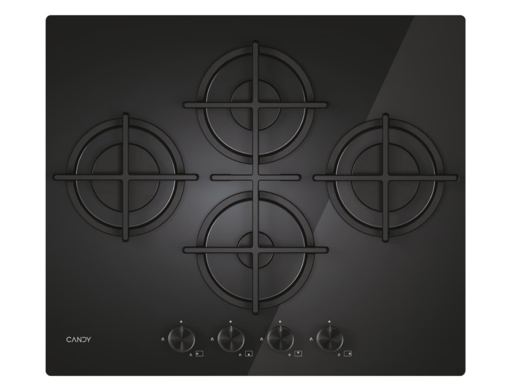 Placa a Gás Candy CVG6DTB | 4 queimadores, Ferro Fundido, Vidro Preto