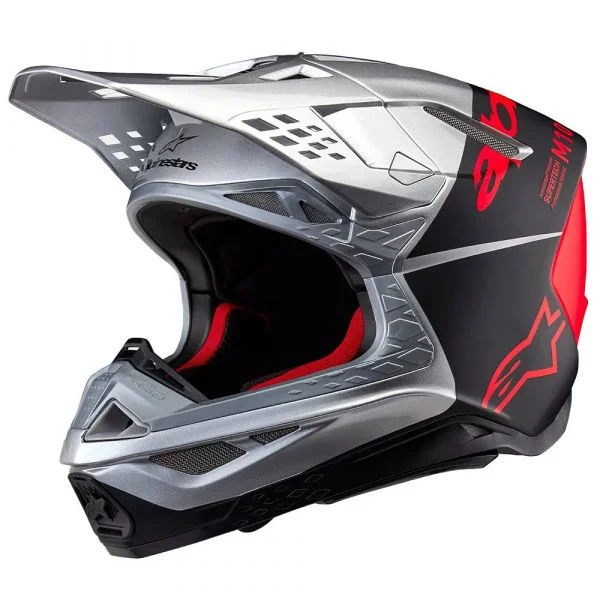 Alpinestars Capacete Off-road Supertech S-M10 Flood Silver/Black/Orange Fluo S