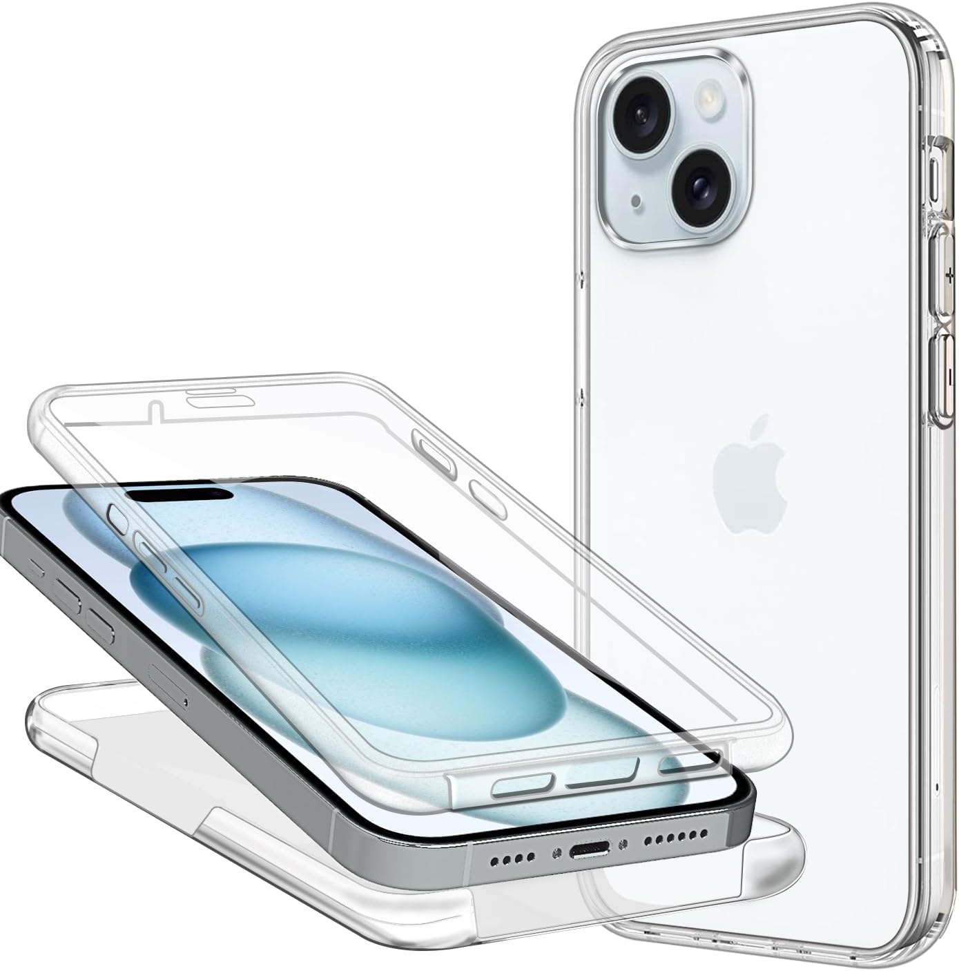 Capa Dupla 360 iPhone 15 Transparente