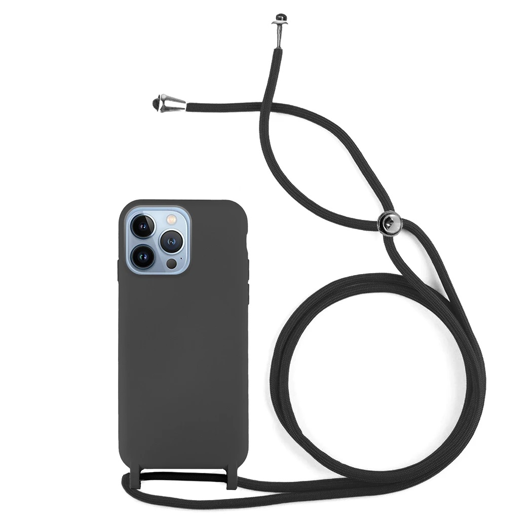 Capa Silicone Líquido iPhone 12 Pro Cordão Preto