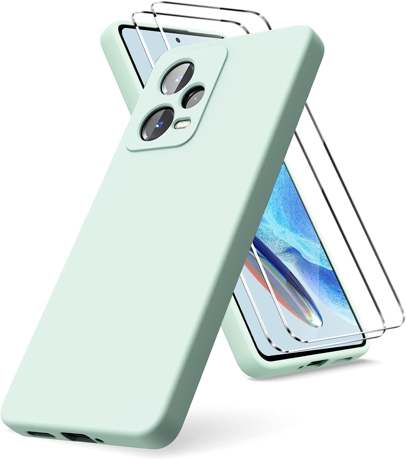 Capa Silicone Líquido com 2 Películas Xiaomi Redmi Note 12 4G Verde Água