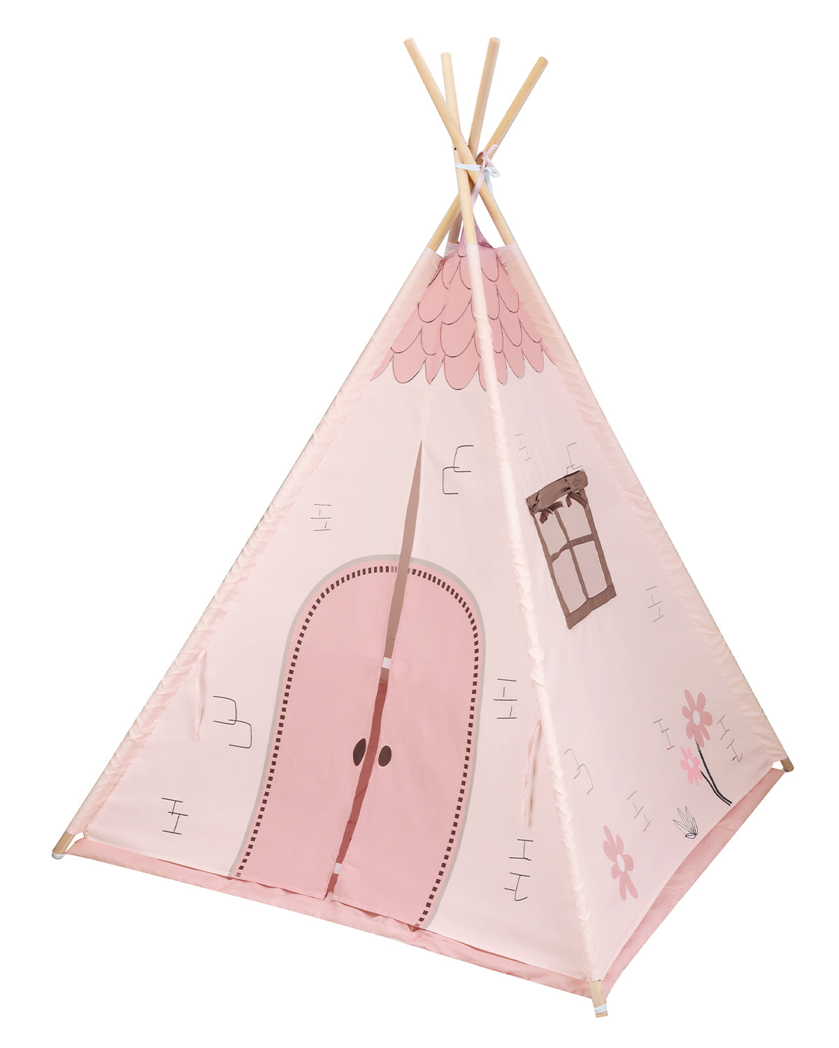 Tipi em madeira com Tapete de Atividades almofadado - Casa Mint Kikkaboo