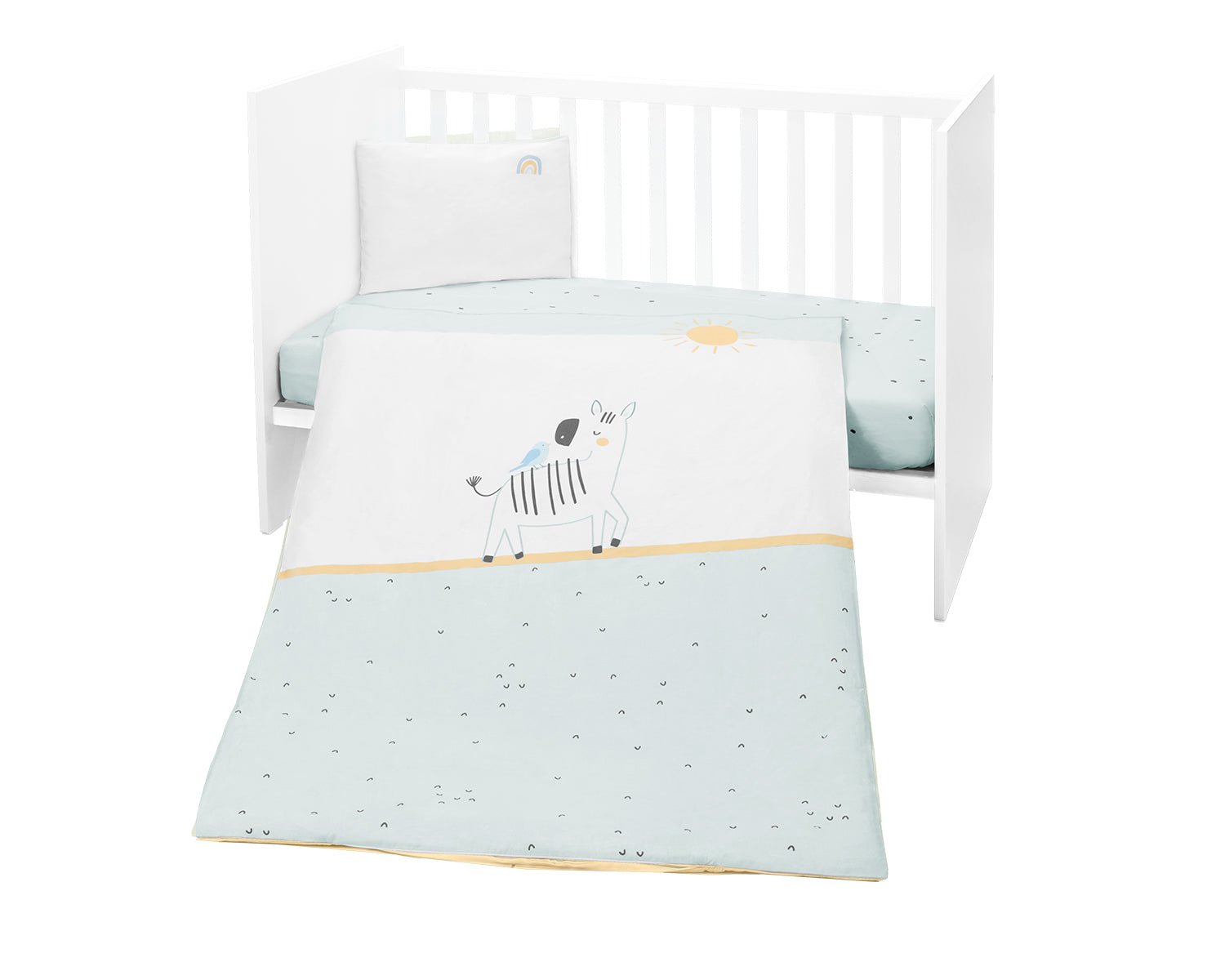 Conjunto de cama de 3 peças Stripy Friends Kikkaboo