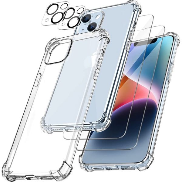Capa Antichoque para iPhone 15 Max com 2 Películas Vidro Temperado 2 Películas Camera