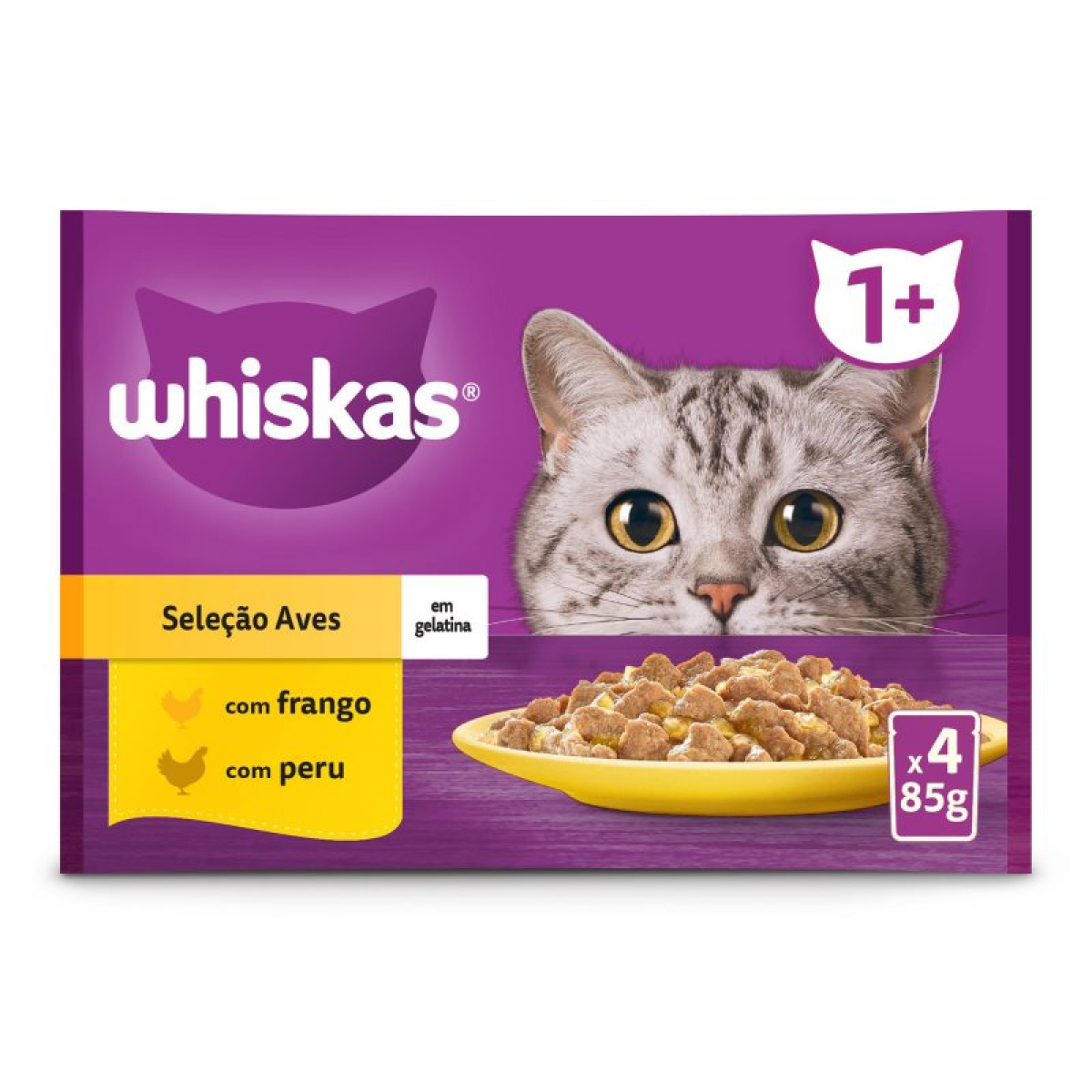 Whiskas Seleção de Aves 4x85gr Comida Húmida para Gato - Campet