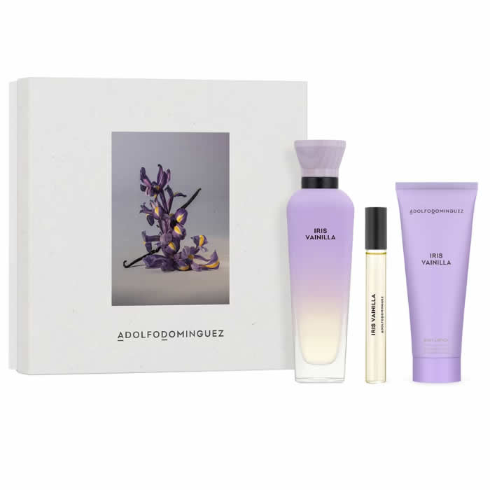 Adolfo Dominguez Iris Vainilla Kit – Eau de Parfum 120 ml + Eau de Parfum 10 ml + Body Lotion 75 ml