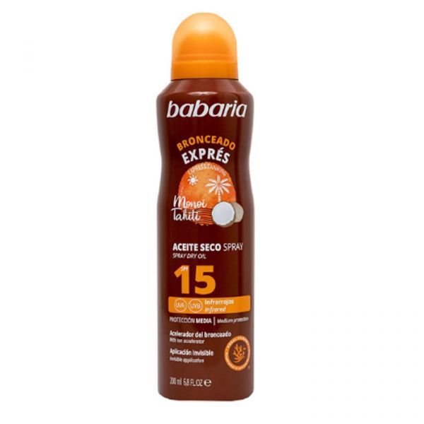 Protetor Solar Babaria Monoi Tahiti Óleo Seco SPF15 200ml