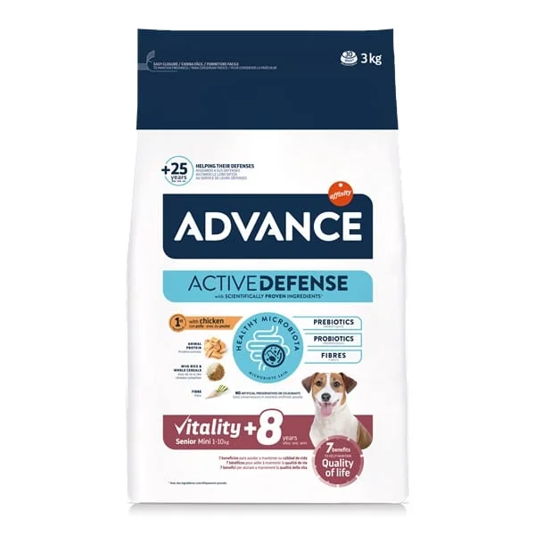 Advance Dog Mini Senior +8 Chicken & Rice - 3 kg - ParAnimais