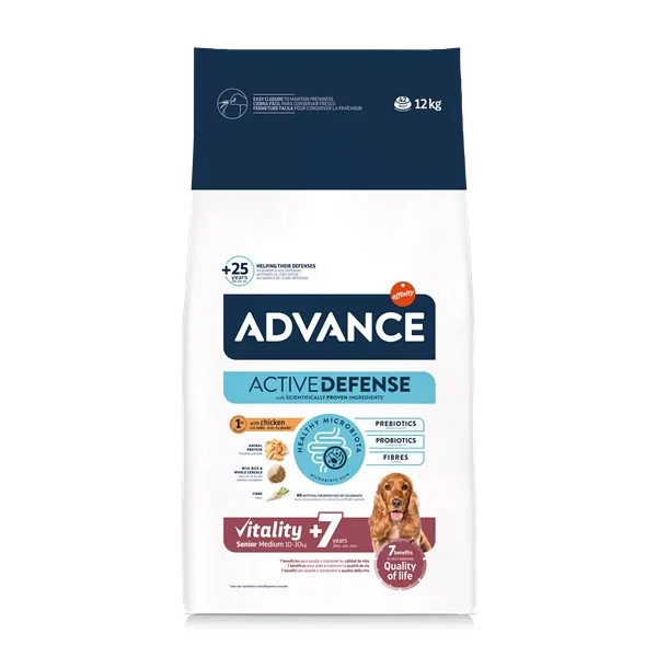 Advance Dog Medium Senior +7 Chicken & Rice - 12 kg - ParAnimais