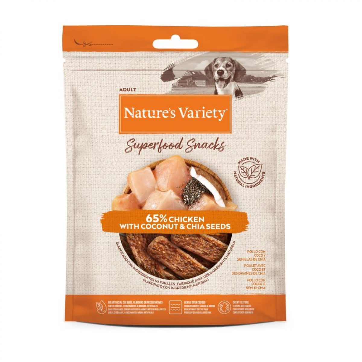 Nature's Variety Superfood Snack Frango & Coco & Sementes de Chia 85g