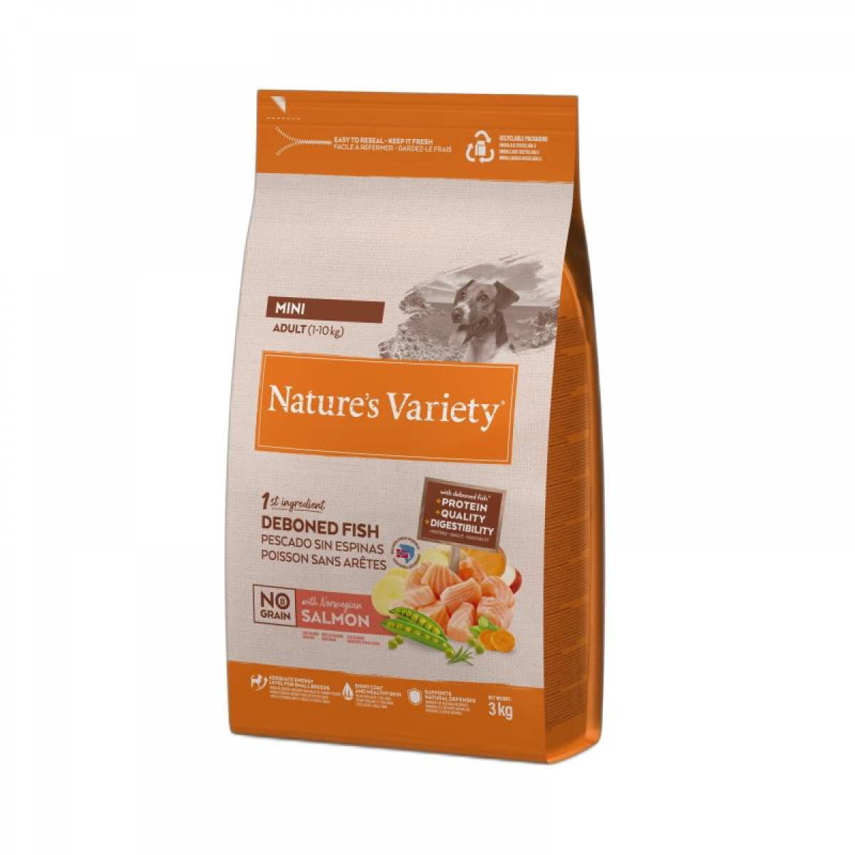 Nature's Variety Cão No Grain Mini Adulto Salmão 3kg