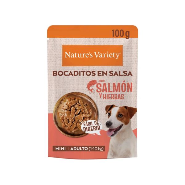 Ração Húmida Nature's Variety Molho Mini Salmão e Ervas 100g