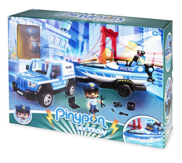 Pinypon City Barco da Policia e pick up 4+