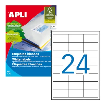Etiquetas 64,6×33,8 Apli 100 Folhas A4 2400un