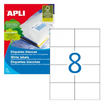Etiquetas 105×74 Apli 100 Folhas A4 800un