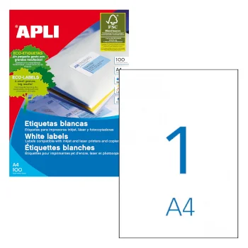 Etiquetas 210×297 Apli 100 Folhas A4 100un