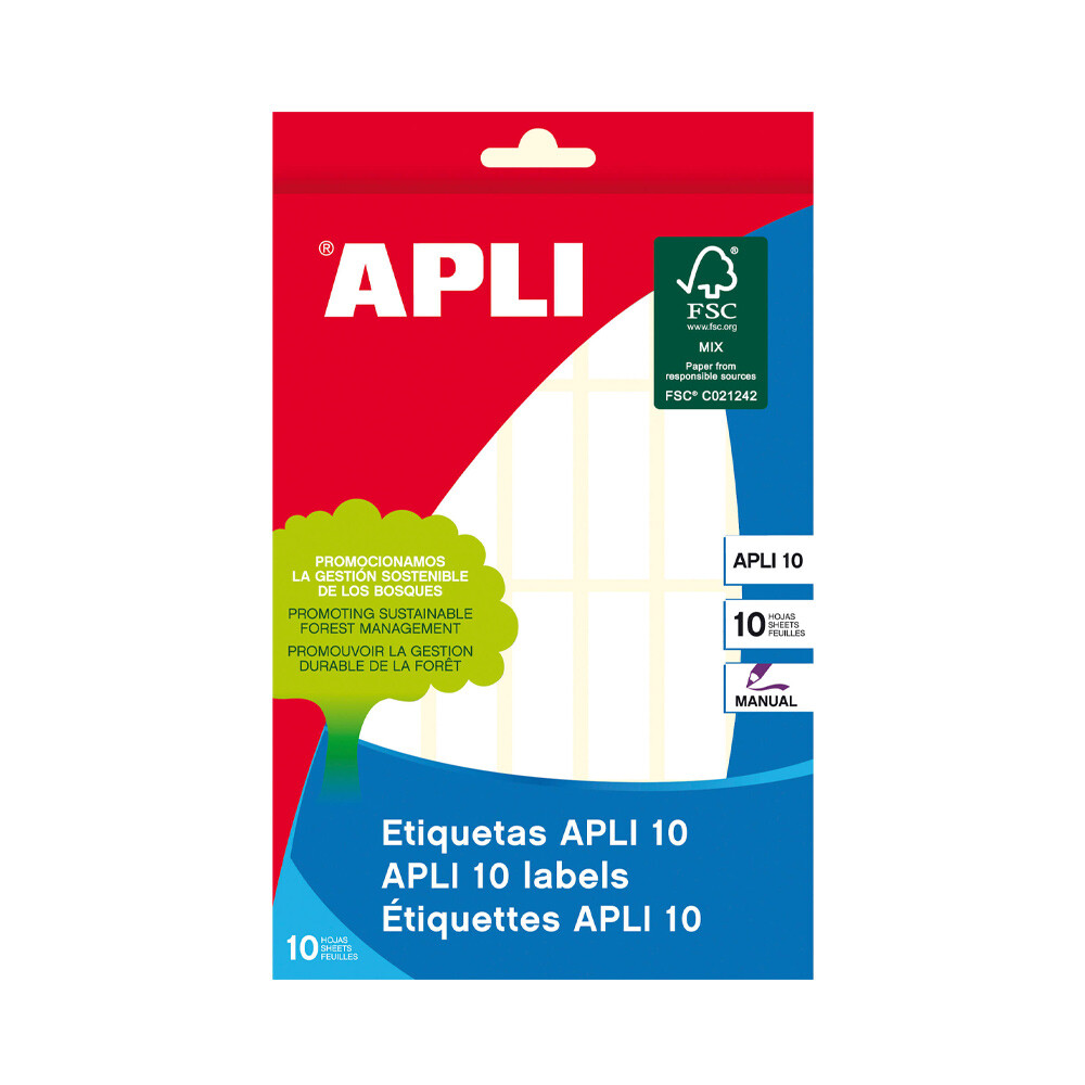 APLI 01637 etiqueta autocolante Rectângulo Permanente Branco 280 unidade(s)