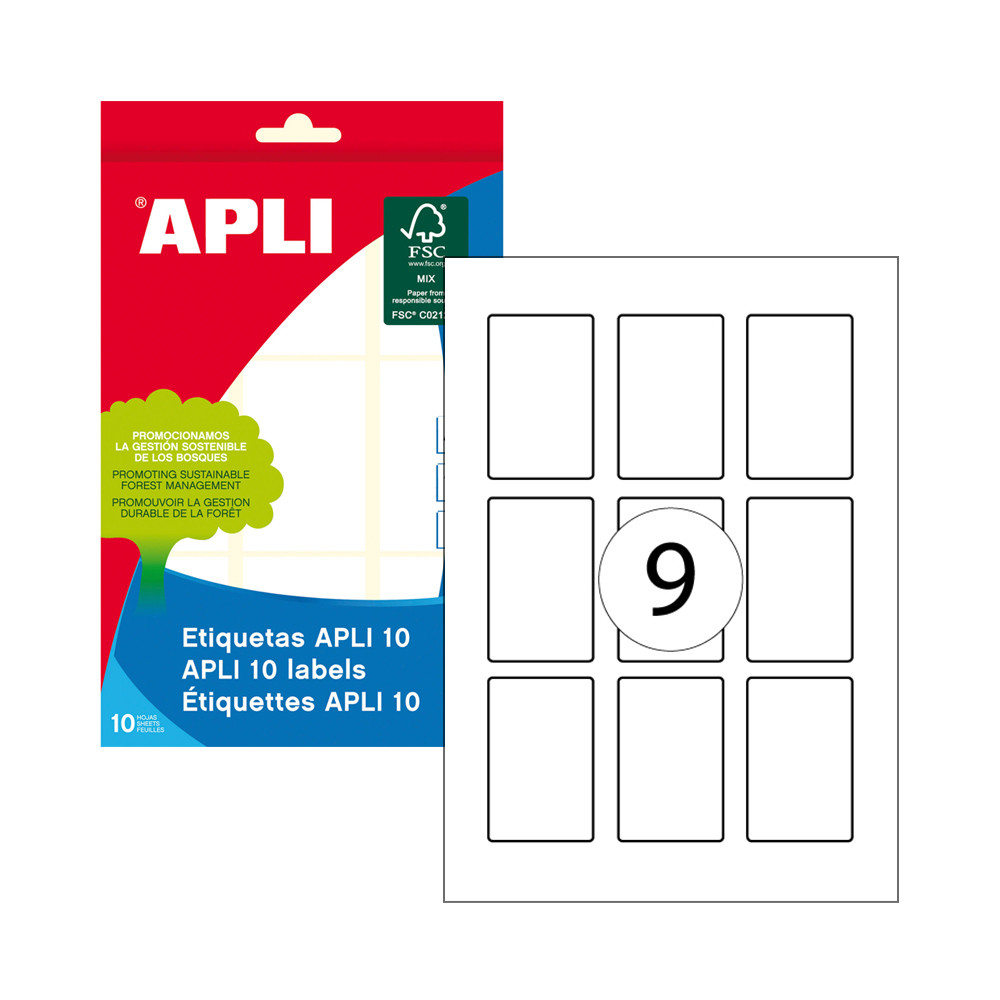 APLI 01650 etiqueta autocolante Rectângulo Permanente Branco 90 unidade(s)
