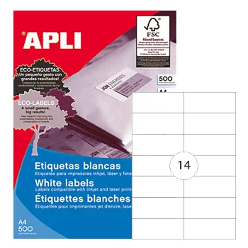 Etiquetas 105×42,4 Apli 500 Folhas A4 7000un