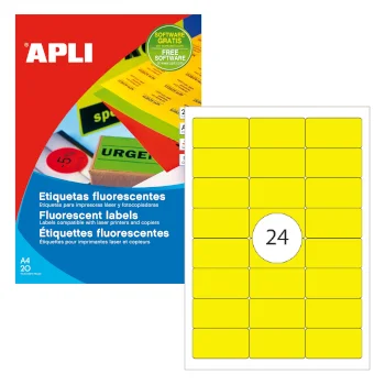 Etiquetas 64×33.9mm Apli Amarelo Floures 20 Folhas A4 480un