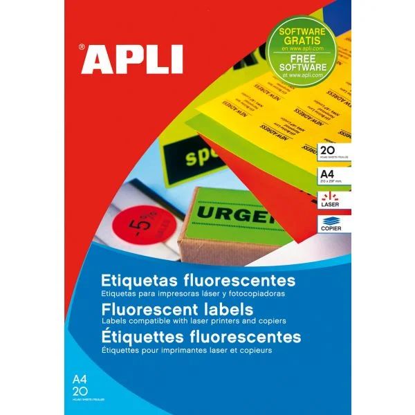 Apli Etiquetas Adesivas 64x33,9mm 20 Fls Neon Verde - 02873