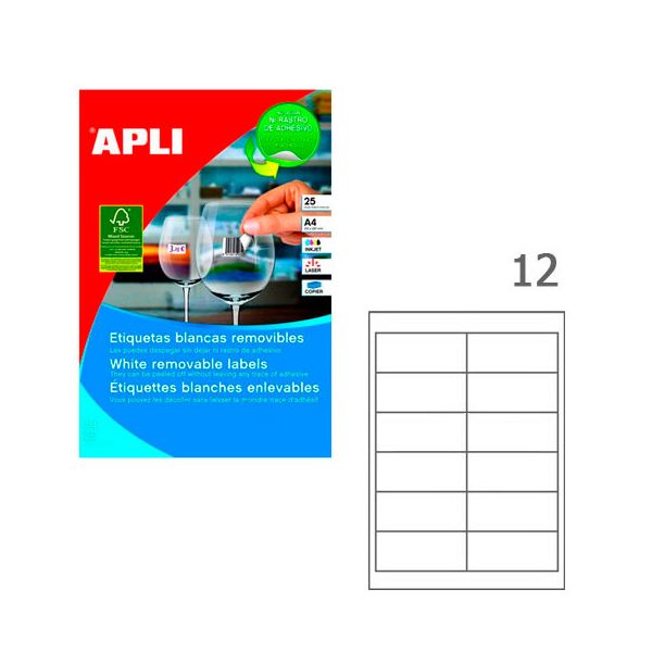 Apli Etiquetas Adesivas Removíveis 97x42,4mm 100 Fls - 03057