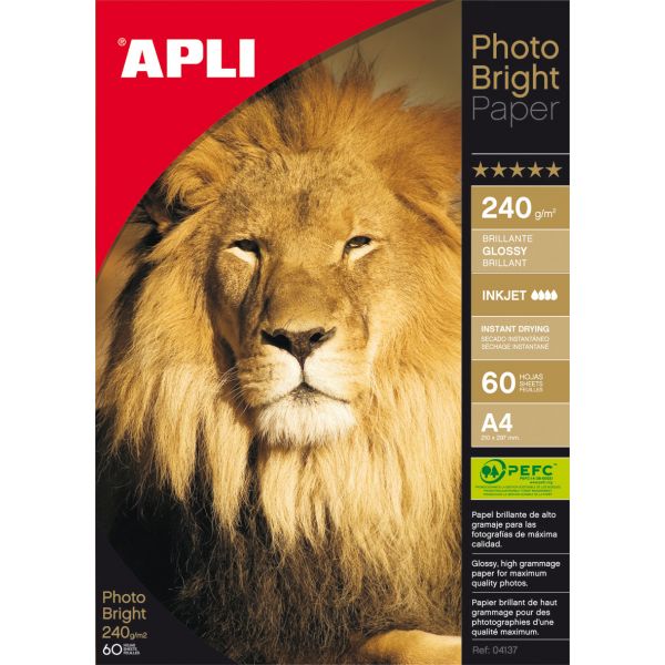 Apli Papel Fotográfico Photobright Glossy A4 240 Grs 60 Fls 04137