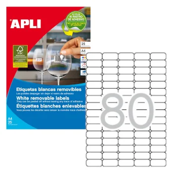 Etiquetas Removiveis 35,6×16,9mm 25 Folhas A4 2000un