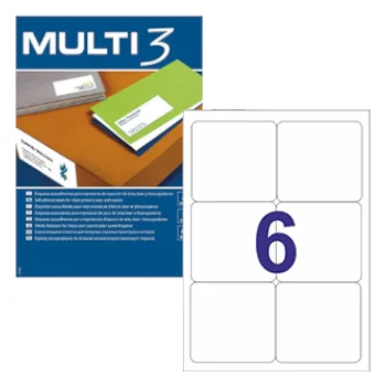 Multi3 Etiquetas Adesivas 99,1x93,1mm 100 Folhas 600 Un. - APL10500