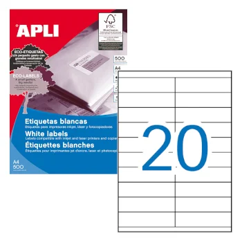 Etiquetas 105×29 Apli 500 Folhas A4 10000un
