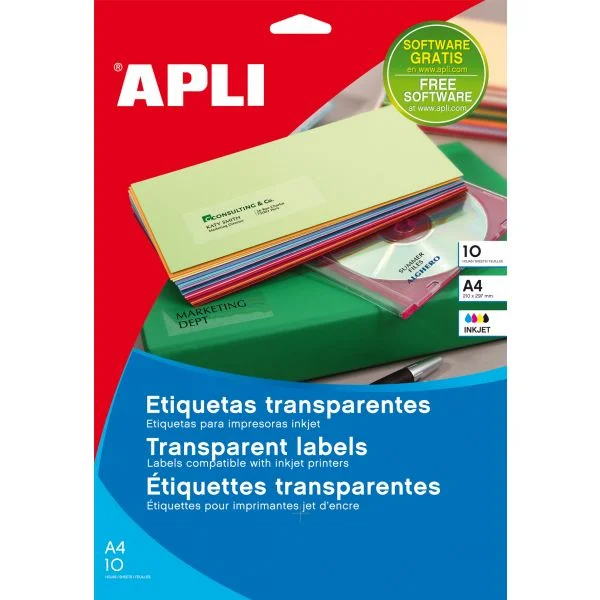 Apli Etiquetas Adesivas 63,5x38,1mm 10Fls Clear - 10967