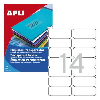 Etiquetas 99,1×38,1 Transparente (Laser&Copier) Apli 20 Fl