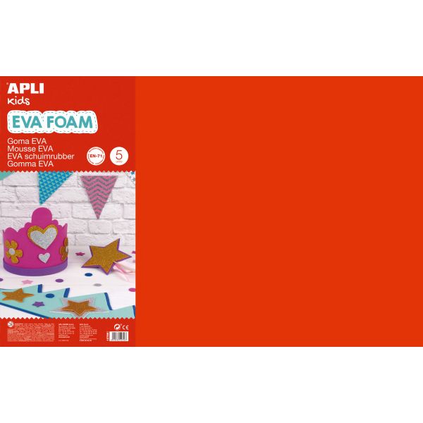 Apli Fls de Borracha Eva Vermelho 600x400x2mm 5un. - 12756
