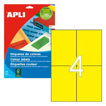 Etiquetas 105×148 Apli 20 Folhas A4 80un Amarelo