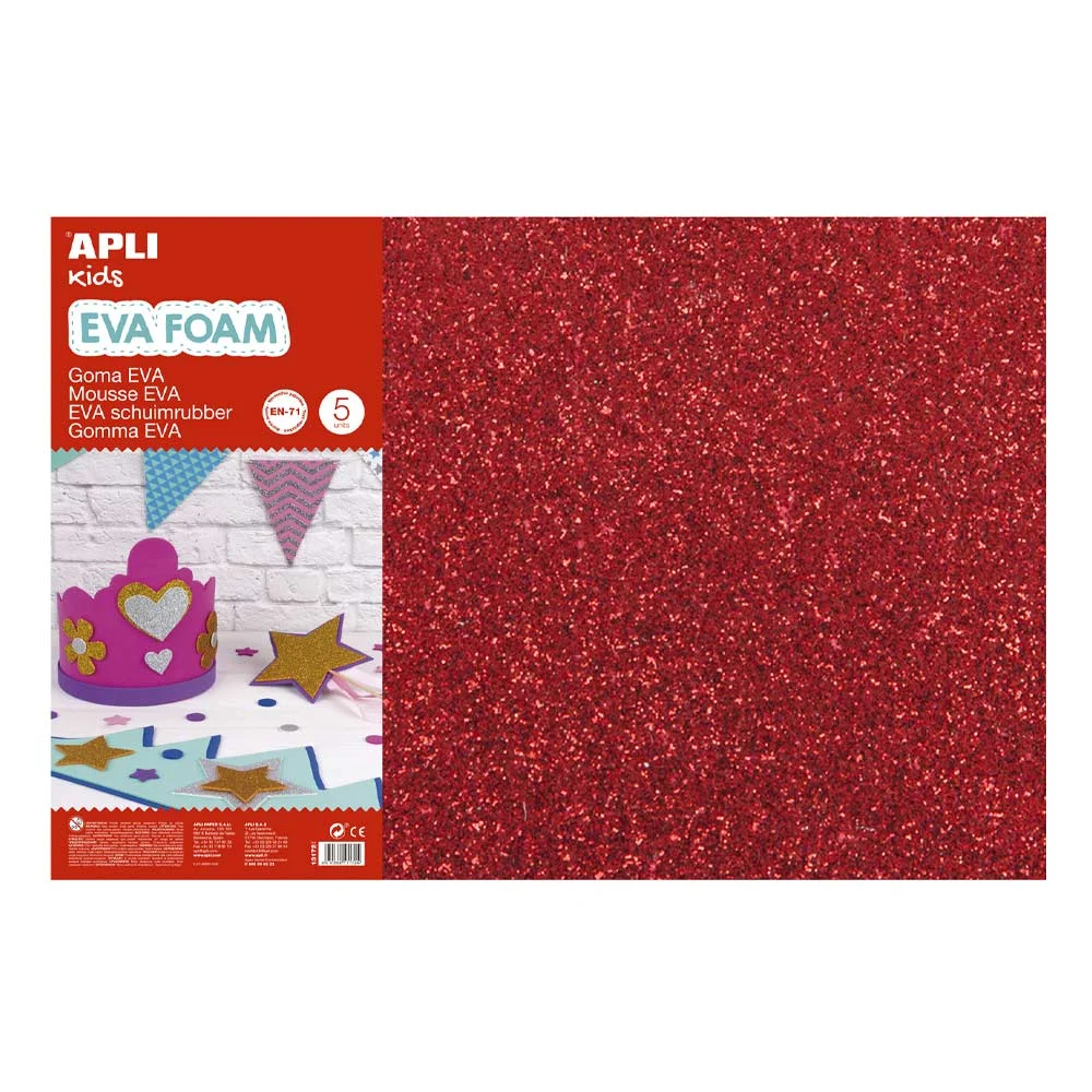 Placa de Cor Musgami 40x60cm 2mm c/ Purpurinas Vermelho 3Fls