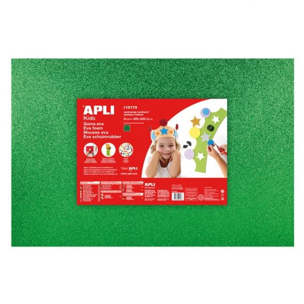 Apli Folha Eva Verde Purpurinas 400x600x2mm 3 Un. - 13173