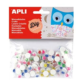 Olhinhos Redondos Apli Autocolantes Ø10mm Sortido 100un