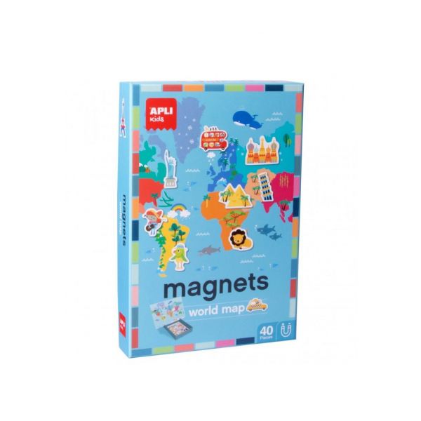 APLI Jogo Educativo Magnético Mapa Mundo 40 Peças