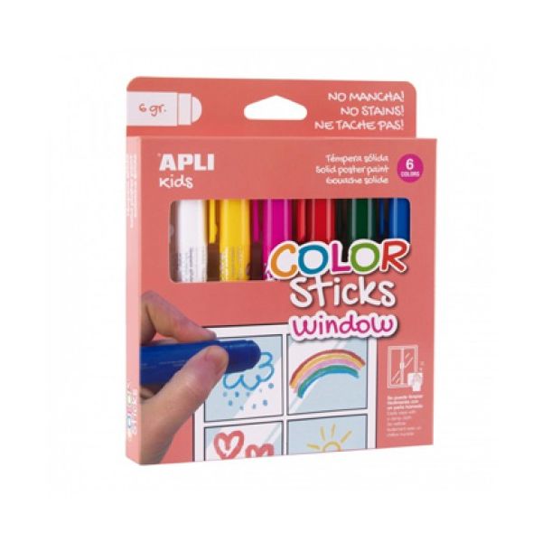 Apli Color Sticks Window 6 Cores 6 Unidades