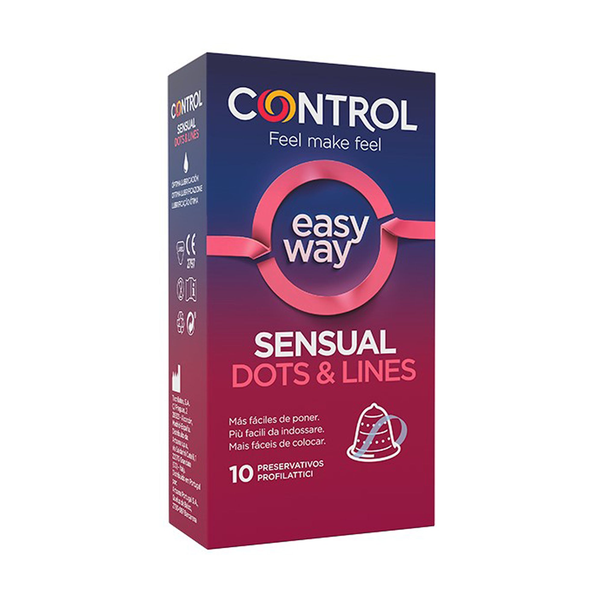 Control Preservativo Dots & Lines Easy Way x 10 Unidades – Estímulo Máximo com Aplicação Fácil