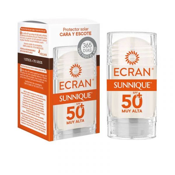 Protetor Solar Ecran Sunnique Stick Rosto e Decote FPS50+ 30ml