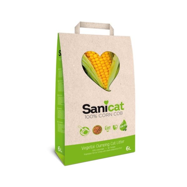 Sanicat Areia Natural de Milho 100% 2,8 Kg 6L