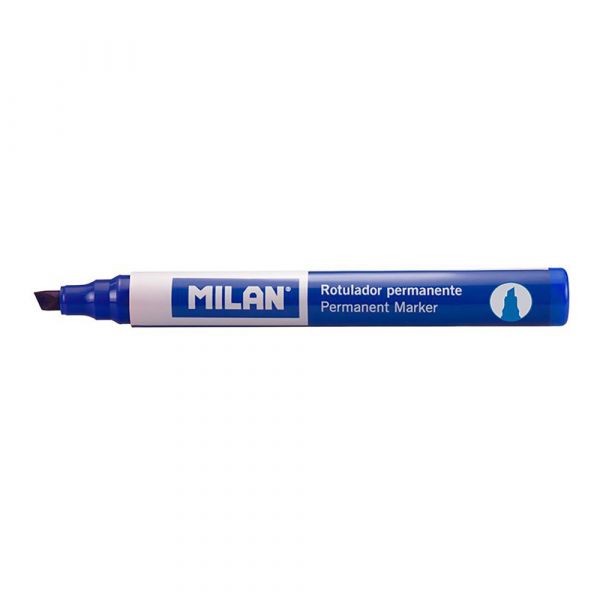 Milan Marcadores Permanentes Ponta Biselada 1-4mm Azul 12 Unidades
