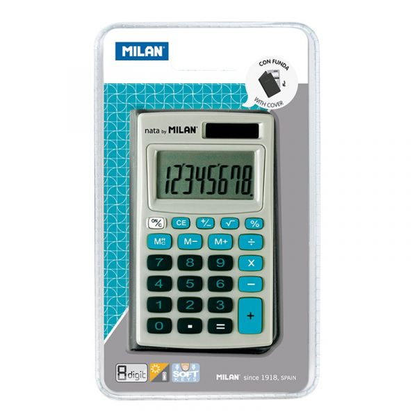 Calculadora Milan Calculadora de Bolso 8 Dígitos Capa Cinzento e Azul
