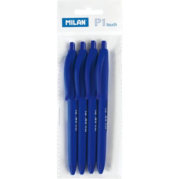 Milan Blister c/ 4 Canetas Esferográficas P1 Touch Azul - A18119583