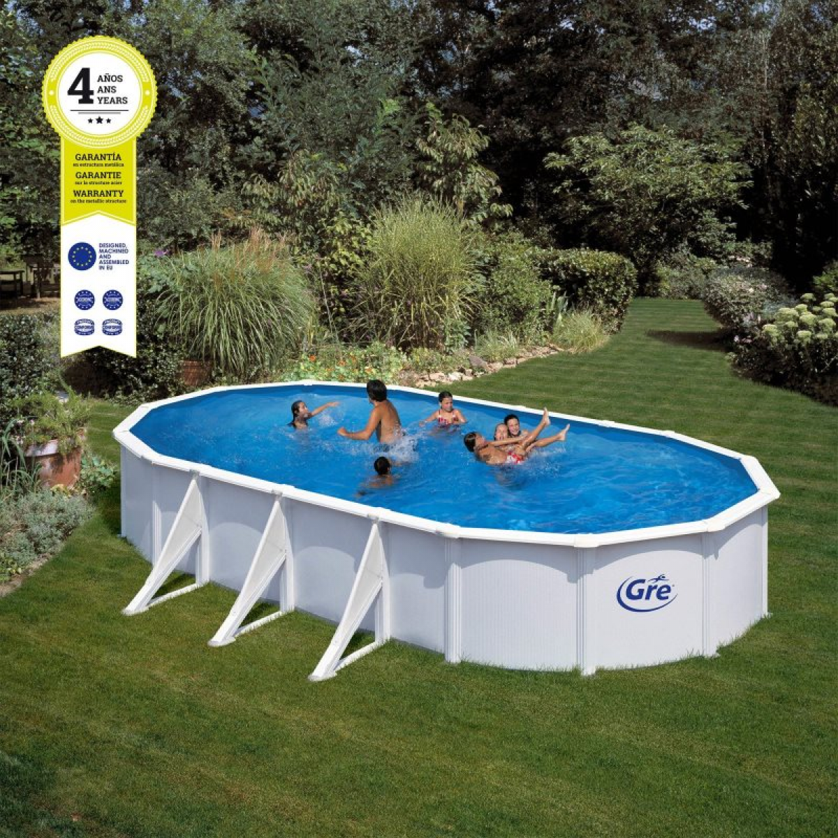 Piscina em Aço Ovalada 730X375X120CM