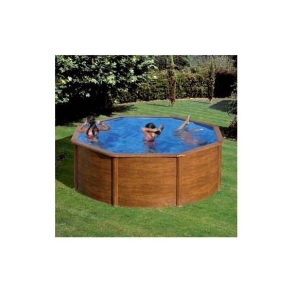 Gre Piscina Pacific Ø 240 X 120cm Parede de Aço Decoração em Madeira Astralpool