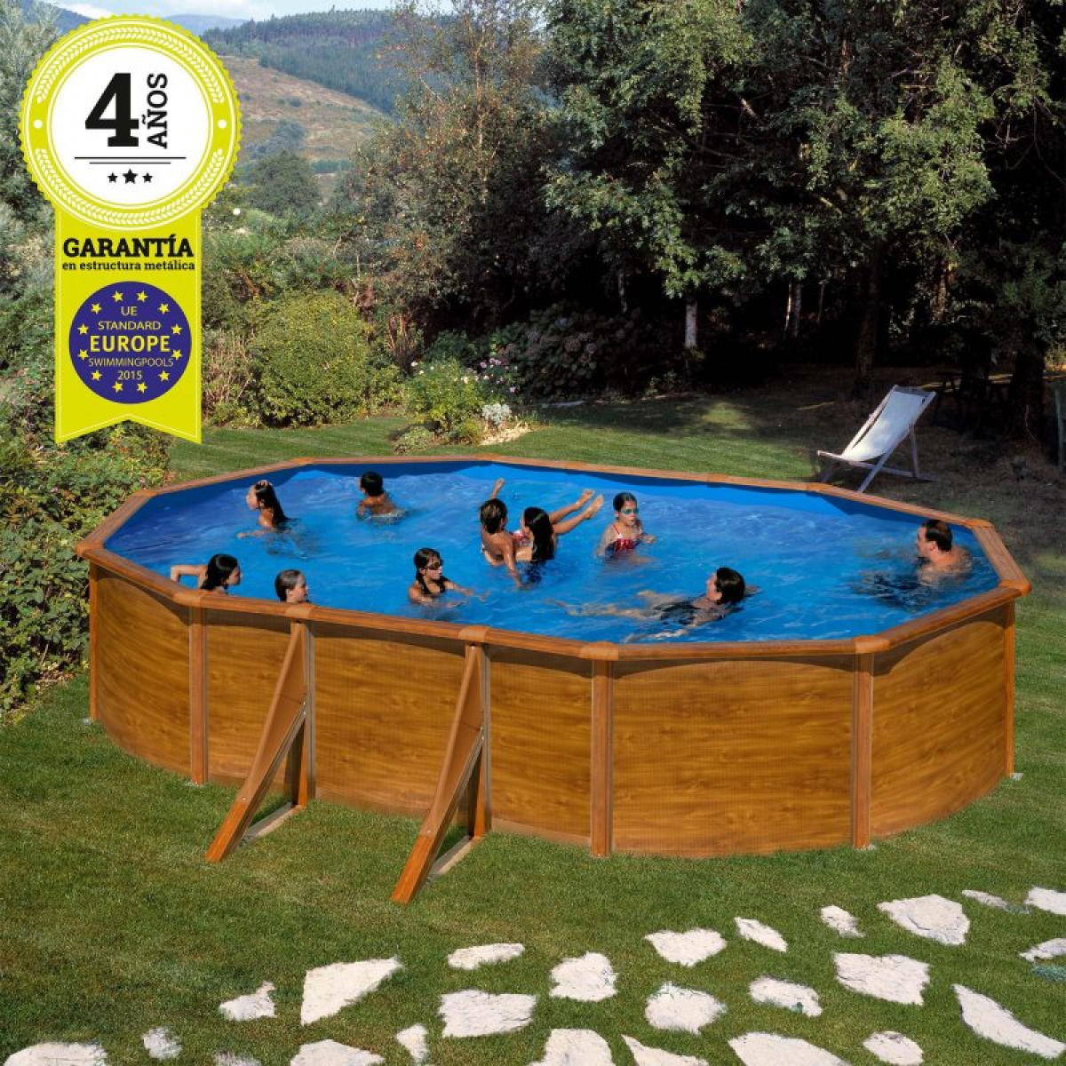 Gre Piscina de Superfície Imitação Madeira 500x300x120cm